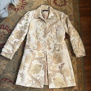 Tribal Cream and Tan Floral Pea Coat